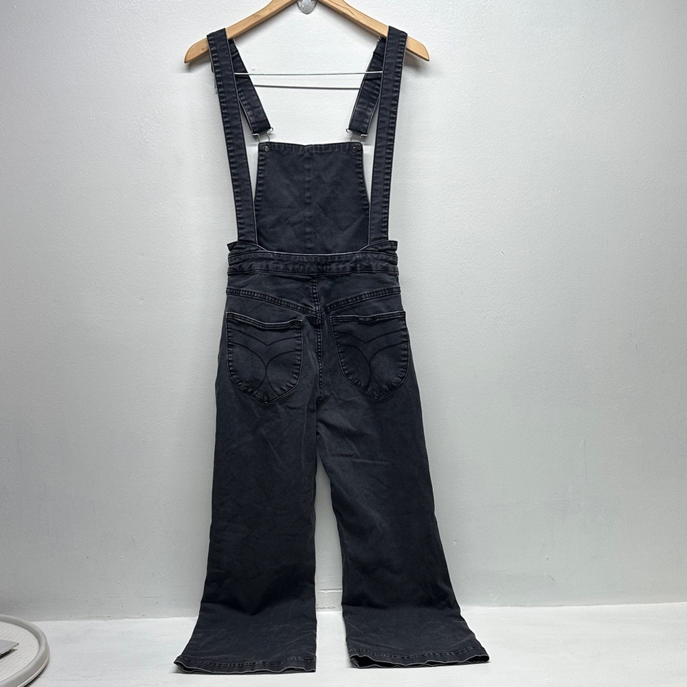 Rollas Denim Bib Overalls High Rise Wide Leg Pants Faded Black Gray Size 8 - Picture 5 of 8